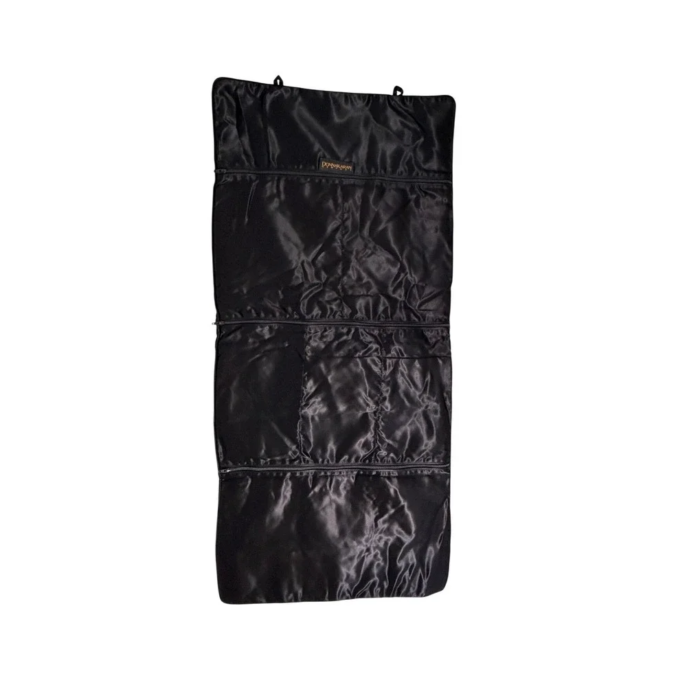 Donna Karan New York Black Satin Tri-Fold Hanging Jewelry Accessory Organizer